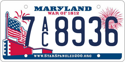 MD license plate 7AC8936
