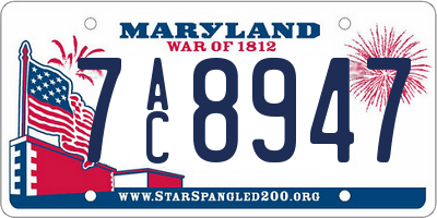 MD license plate 7AC8947