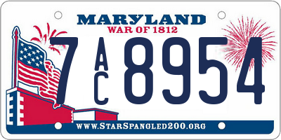 MD license plate 7AC8954