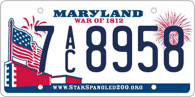 MD license plate 7AC8958