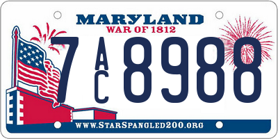 MD license plate 7AC8988