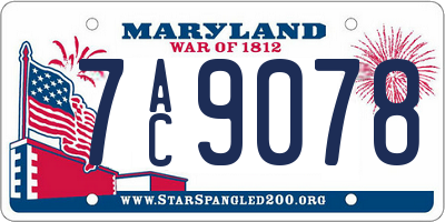 MD license plate 7AC9078
