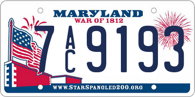 MD license plate 7AC9193