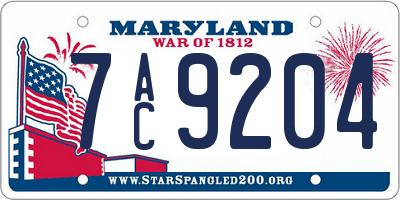 MD license plate 7AC9204