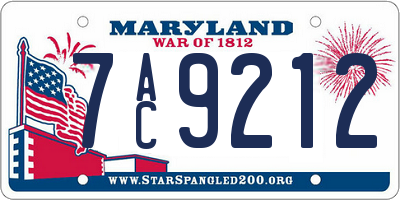 MD license plate 7AC9212