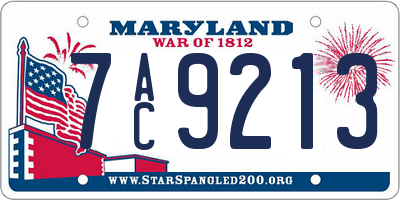 MD license plate 7AC9213