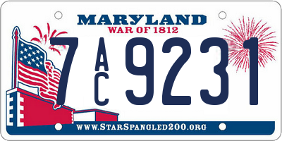 MD license plate 7AC9231