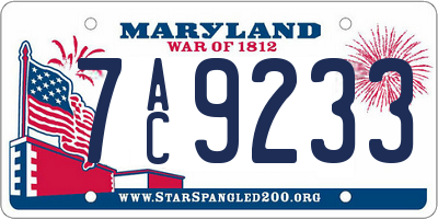 MD license plate 7AC9233