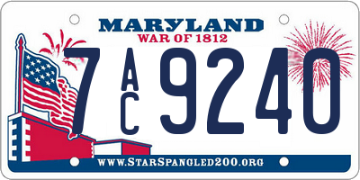 MD license plate 7AC9240
