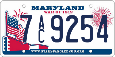 MD license plate 7AC9254