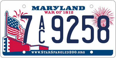 MD license plate 7AC9258