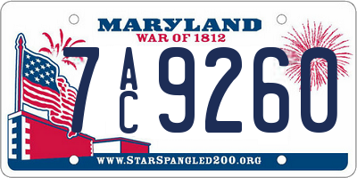 MD license plate 7AC9260
