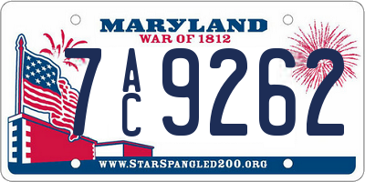 MD license plate 7AC9262
