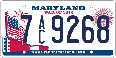 MD license plate 7AC9268