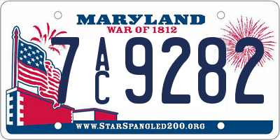 MD license plate 7AC9282