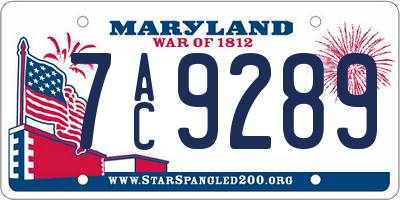 MD license plate 7AC9289