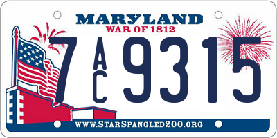MD license plate 7AC9315