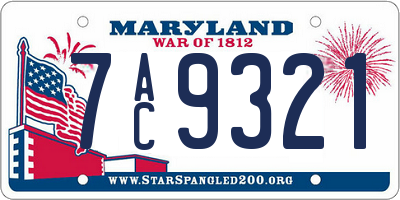 MD license plate 7AC9321