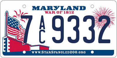 MD license plate 7AC9332
