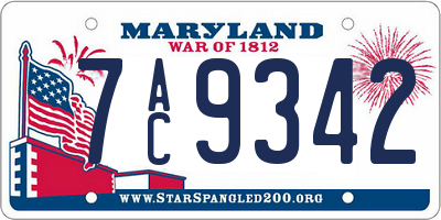 MD license plate 7AC9342