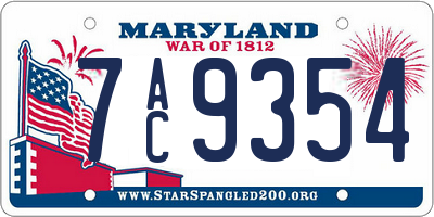 MD license plate 7AC9354
