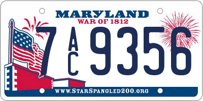 MD license plate 7AC9356