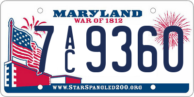 MD license plate 7AC9360