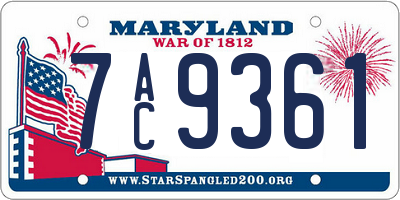MD license plate 7AC9361