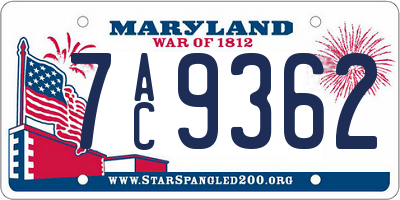 MD license plate 7AC9362