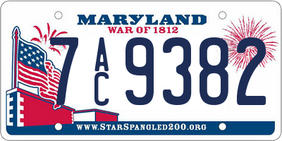 MD license plate 7AC9382