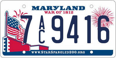 MD license plate 7AC9416