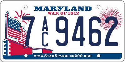 MD license plate 7AC9462