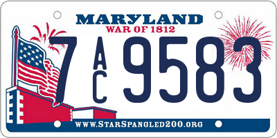 MD license plate 7AC9583