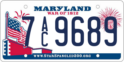 MD license plate 7AC9689