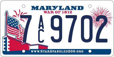 MD license plate 7AC9702