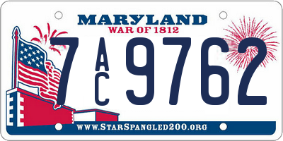 MD license plate 7AC9762