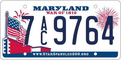 MD license plate 7AC9764