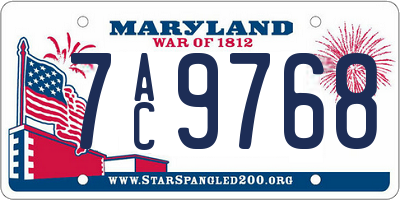 MD license plate 7AC9768