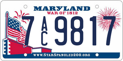 MD license plate 7AC9817
