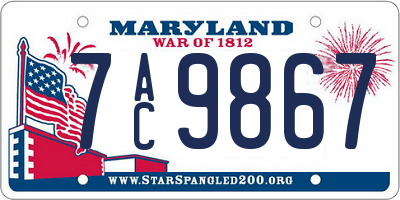 MD license plate 7AC9867