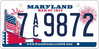 MD license plate 7AC9872