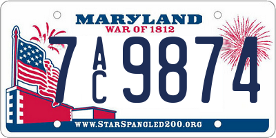MD license plate 7AC9874