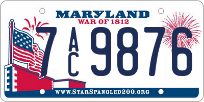 MD license plate 7AC9876
