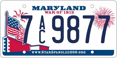 MD license plate 7AC9877
