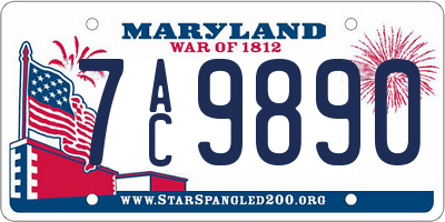 MD license plate 7AC9890