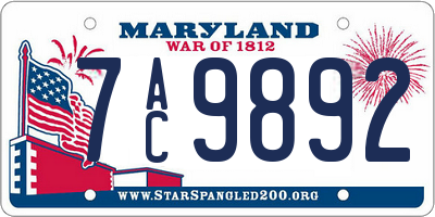 MD license plate 7AC9892