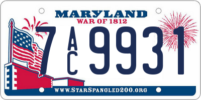 MD license plate 7AC9931
