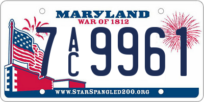 MD license plate 7AC9961