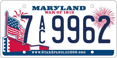 MD license plate 7AC9962