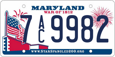 MD license plate 7AC9982